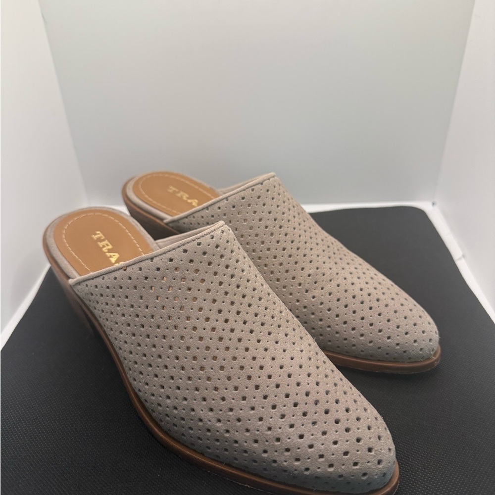 Trask Tan Mules with Perforated Design